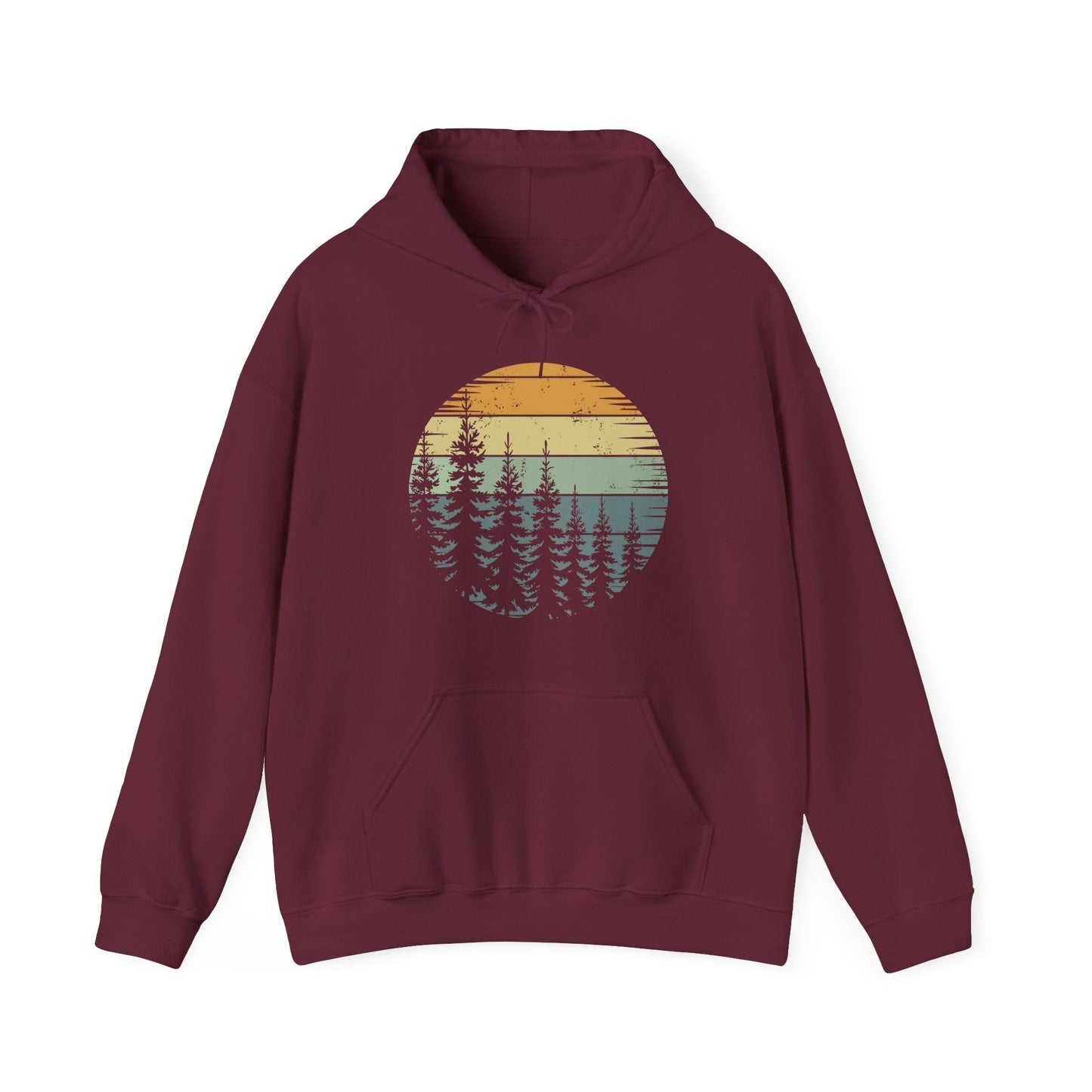 Retro Forest Trees Outdoors Nature Vintage Graphic Hoodie
