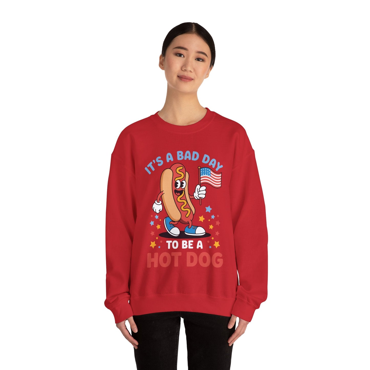 Its A Bad Day To Be A Hot Dog Funny meme HotDog usa flag Men Women Sweatshirt
