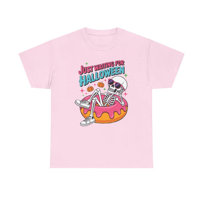 Just Waiting For Halloween Skeleton Donut Summerween Vibes T-Shirt