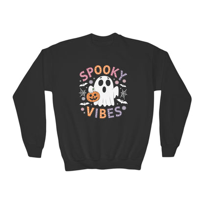Spooky Vibes Ghost Retro Groovy Halloween Kids Sweatshirt