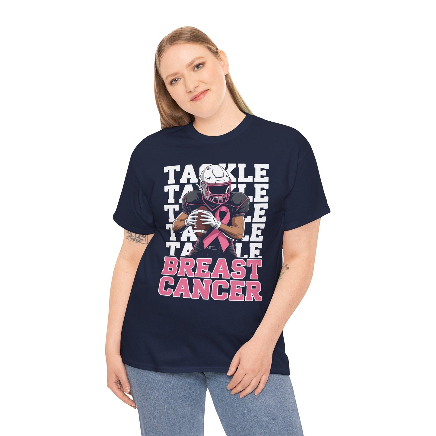 Tackle Football Breast Cancer Awareness Pink Ribbon T-Shirt