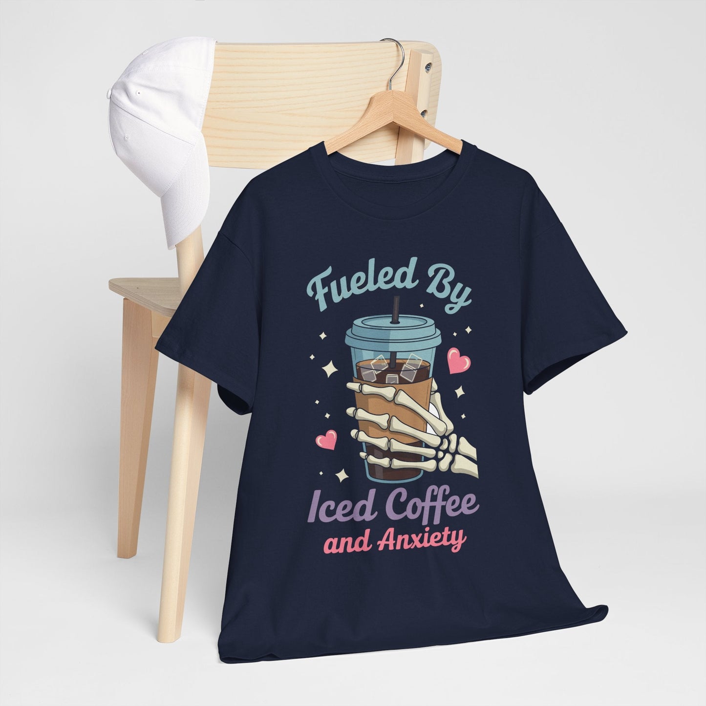 Fueled by Iced Coffee and Anxiety Funny Coffee Lover T-Shirt