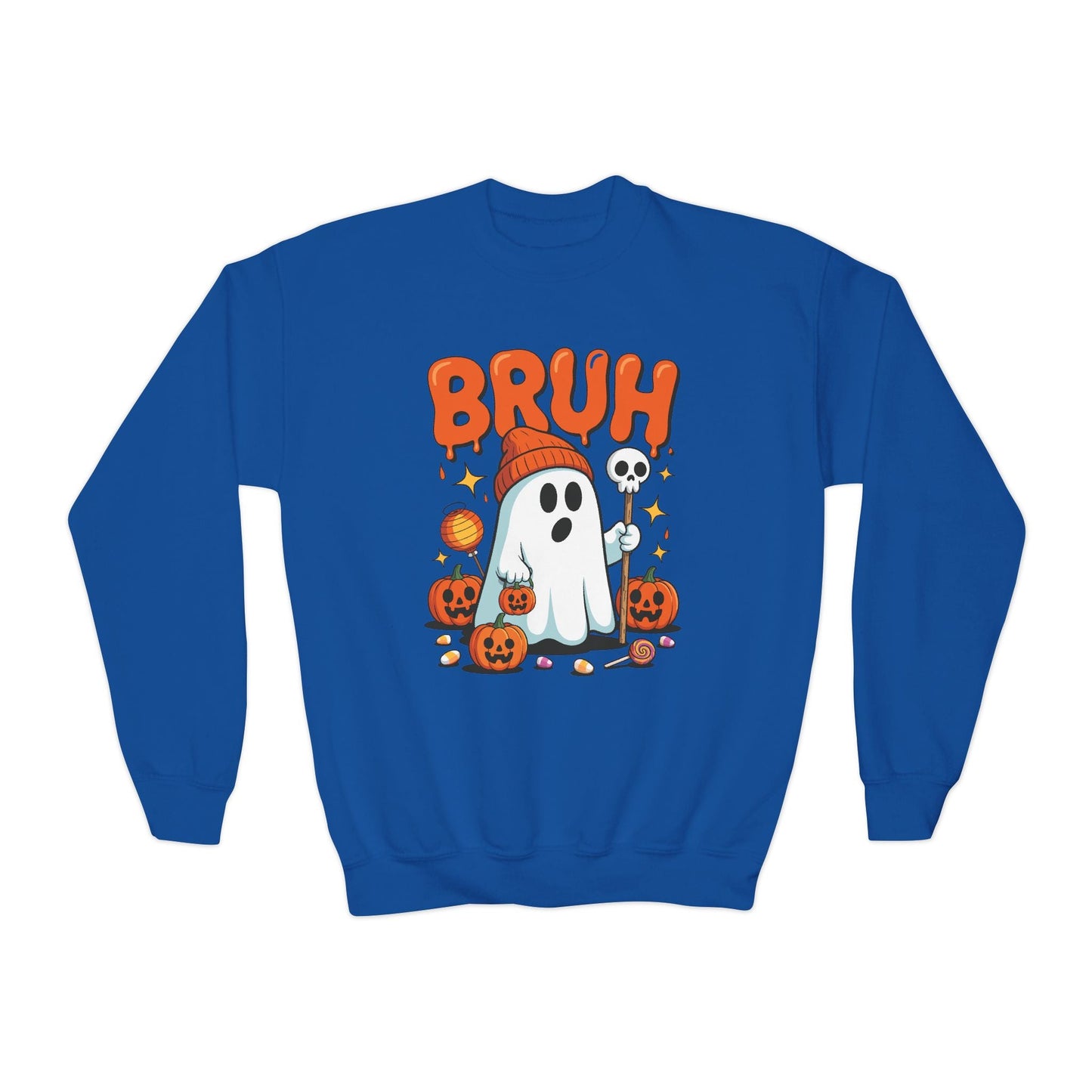 Bruh Ghost Halloween Cute Ghost Trick Or Treat Candy Kids Sweatshirt