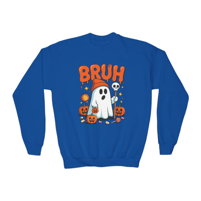Bruh Ghost Halloween Cute Ghost Trick Or Treat Candy Kids Sweatshirt