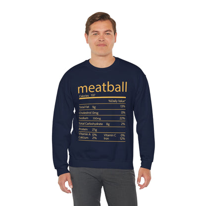Meatball Nutrition Facts Funny Thanksgiving Christmas Sweatshirt