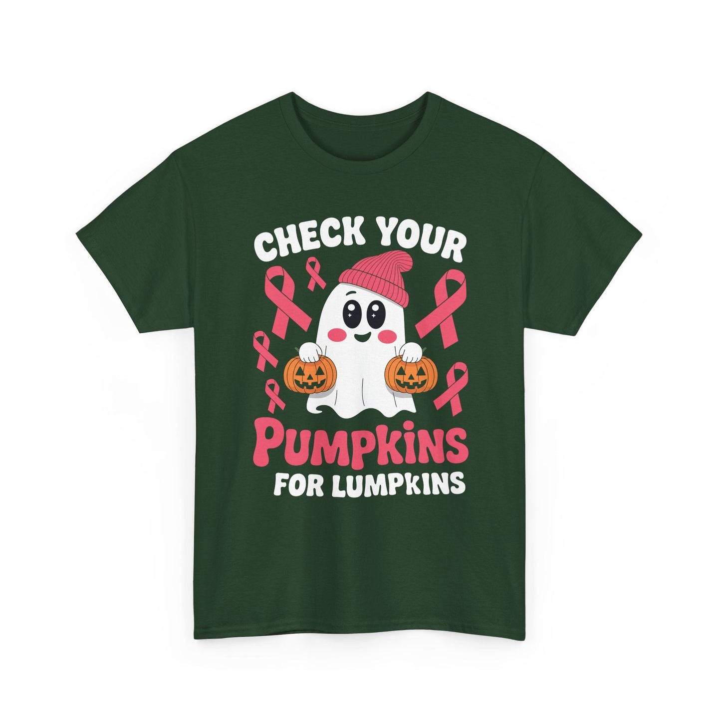 Breast Cancer Halloween Boo Ghost Check Your Pumpkins Womens T-Shirt