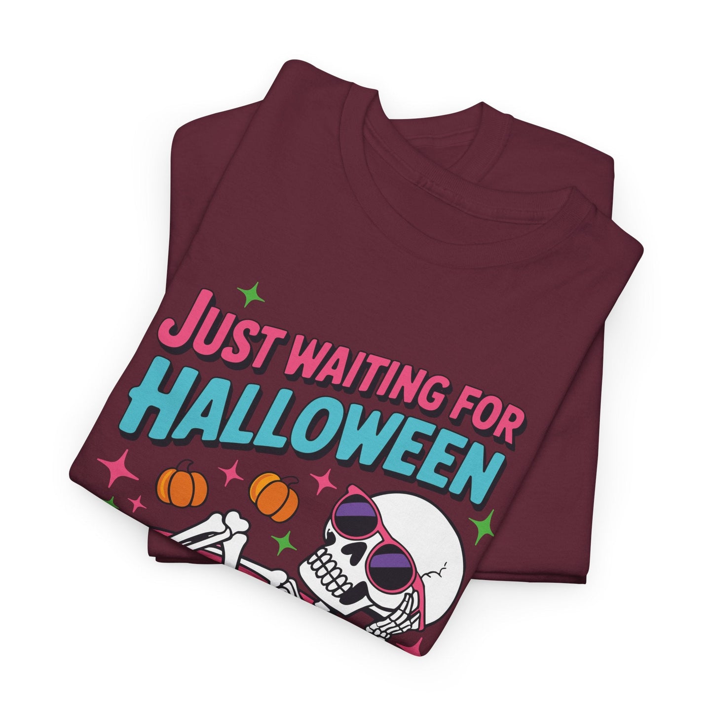 Just Waiting For Halloween Skeleton Donut Summerween Vibes T-Shirt