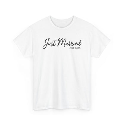 Just Married 2025 Honeymoon Wedding Couples Fiancee T-Shirt