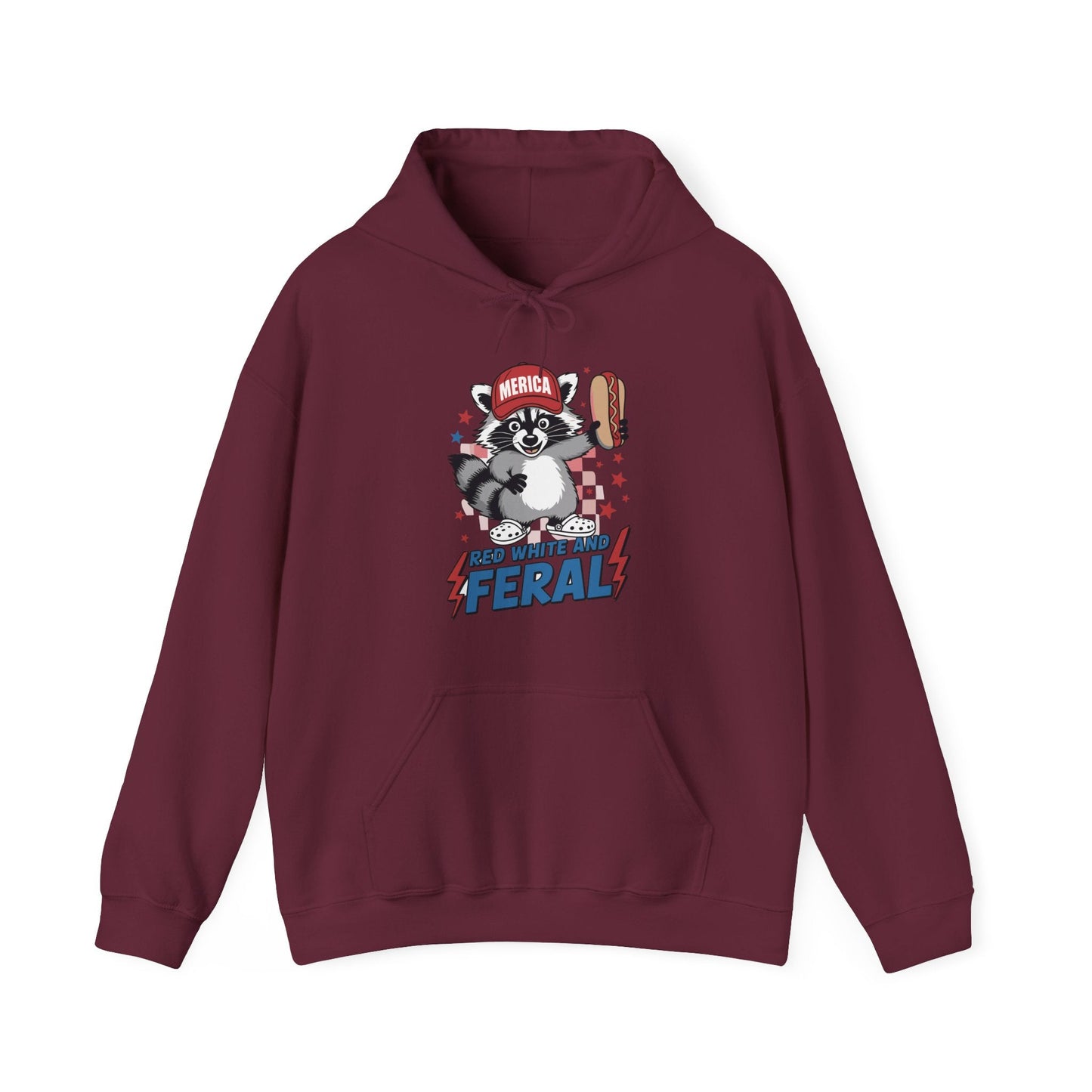 Red White And Feral Raccoon 4th of July Saying Meme Hoodie