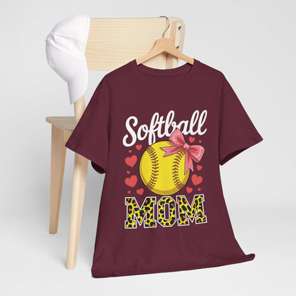 Softball Mom Headband Leopard Softball Ball Mothers Day Mama T-Shirt