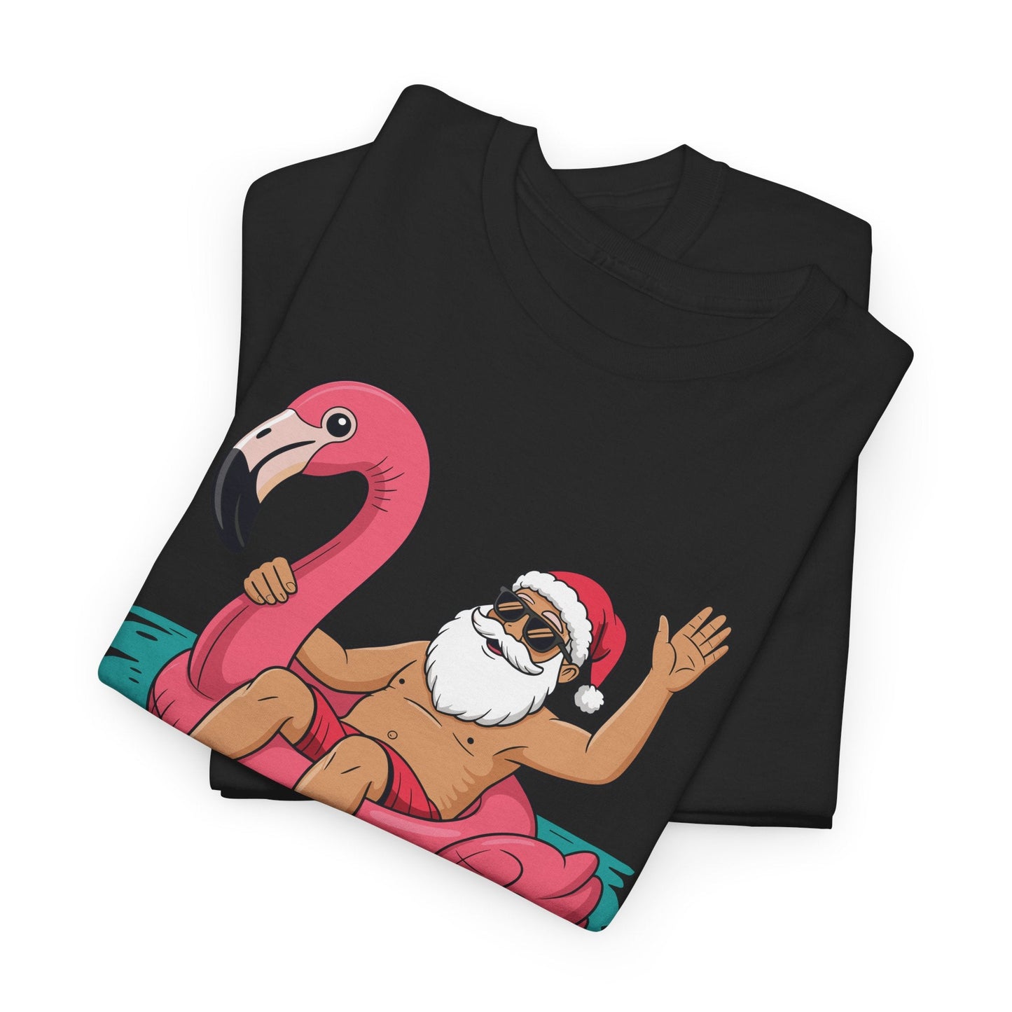 Santa Flamingo Floatie Funny Christmas In July Summer Xmas T-Shirt
