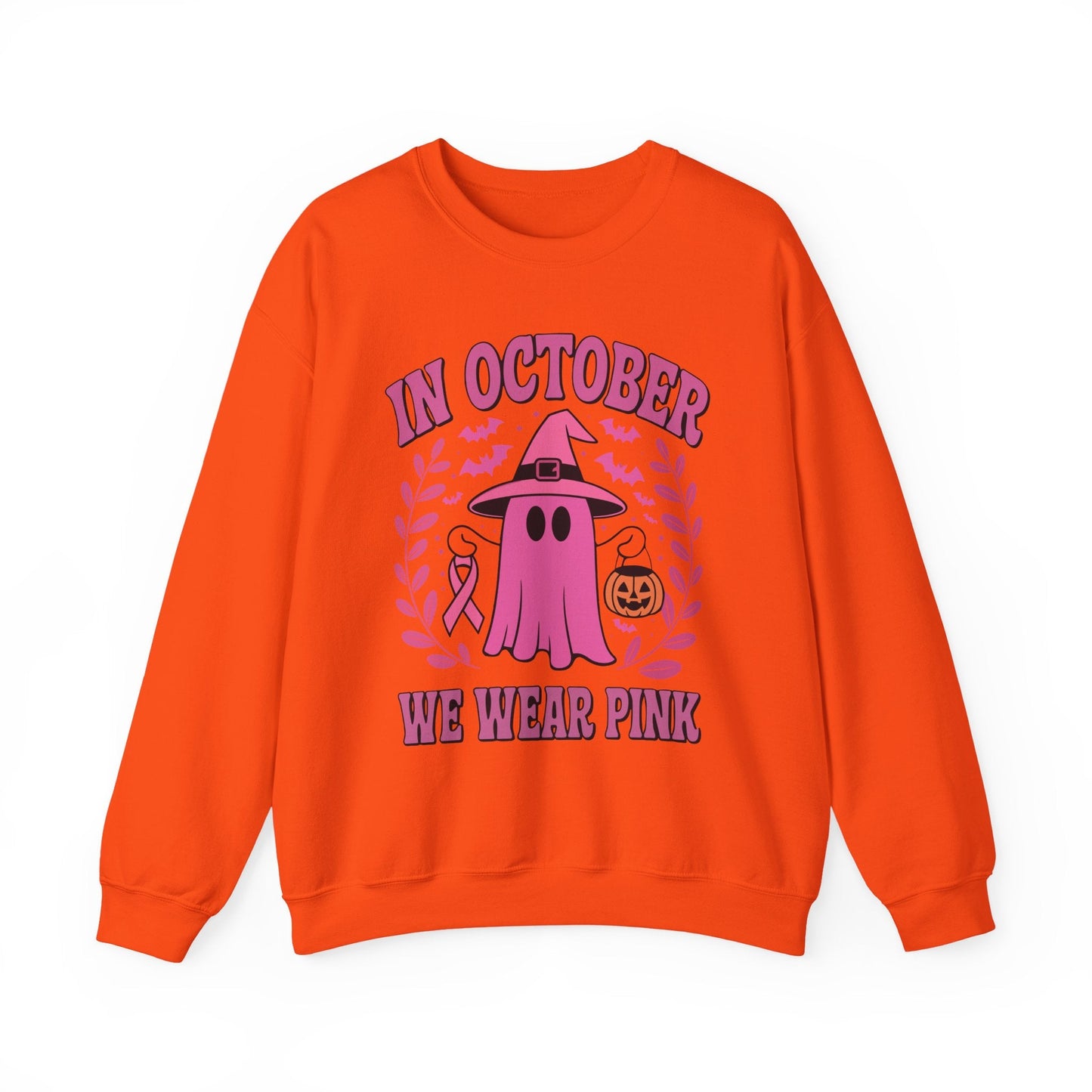 In October We Wear Pink Breast Cancer Awareness Halloween Sweatshirt