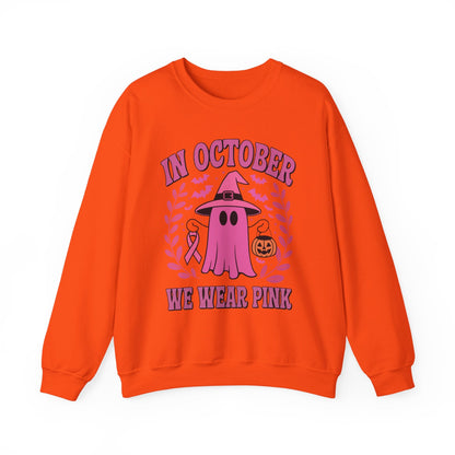 In October We Wear Pink Breast Cancer Awareness Halloween Sweatshirt