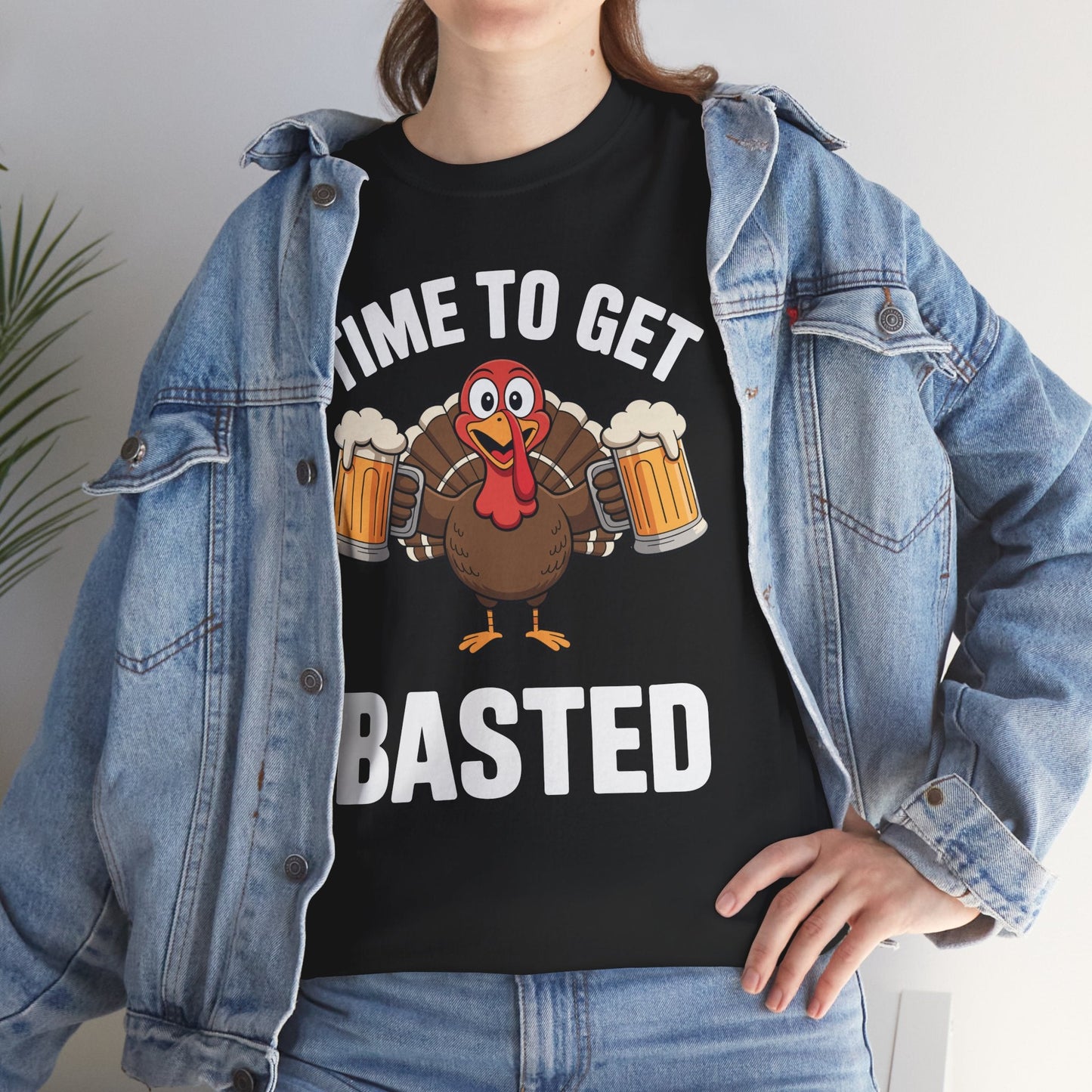 Time To Get Basted Funny Beer Thanksgiving Turkey Gift T-Shirt