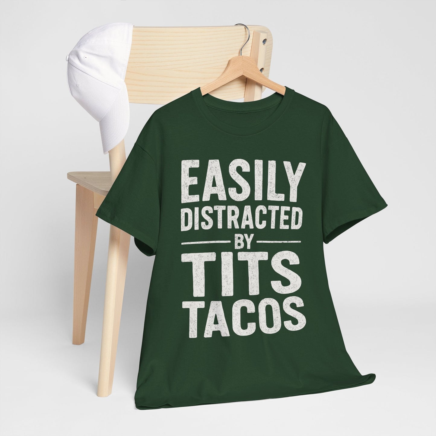 Men's Easily Distracted By Tits and Tacos Adult Humor Gift T-Shirt