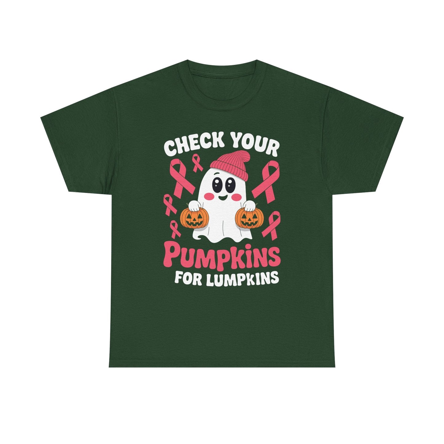 Breast Cancer Halloween Boo Ghost Check Your Pumpkins Womens T-Shirt
