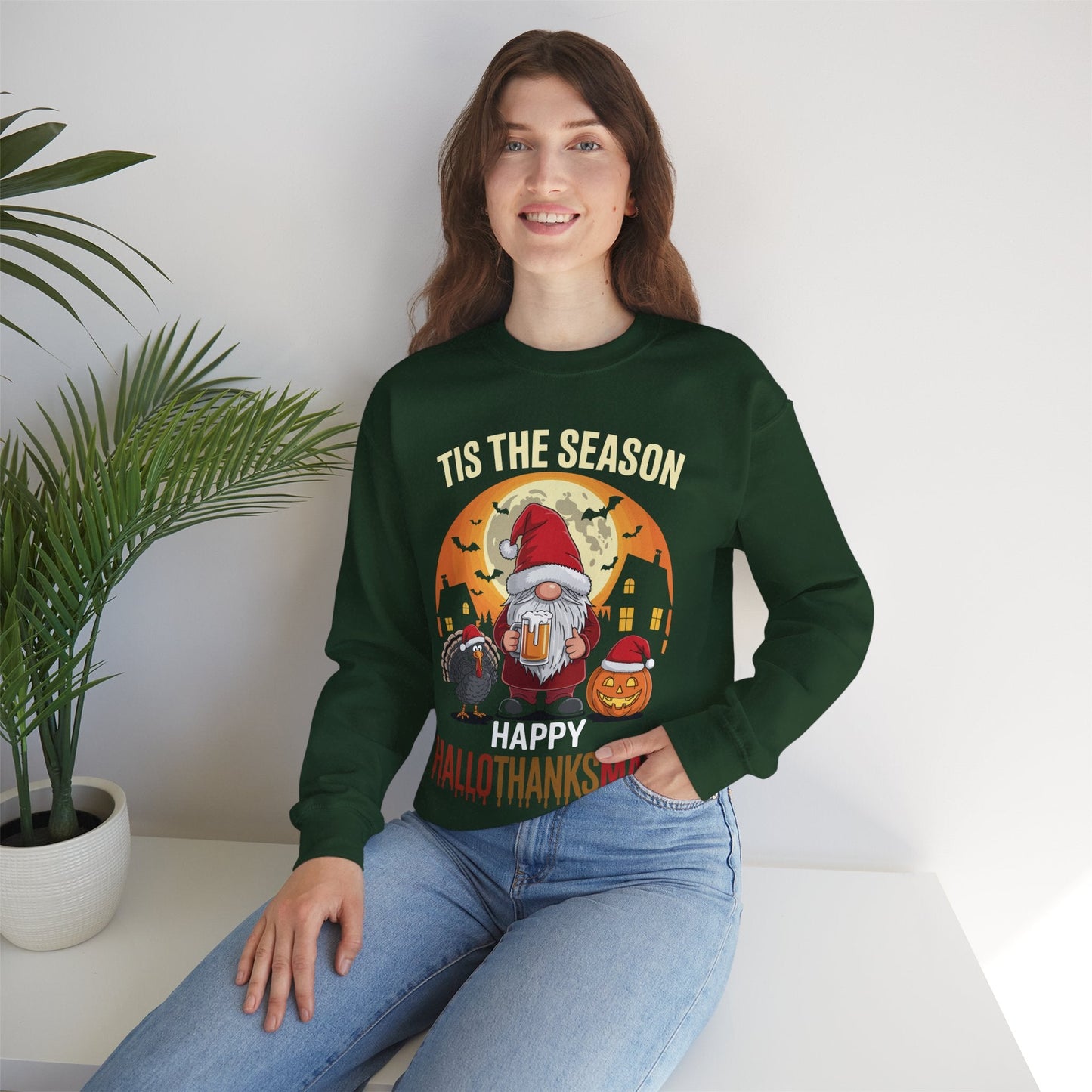 Happy Hallothanksmas Halloween Thanksgiving Merry Christmas Sweatshirt
