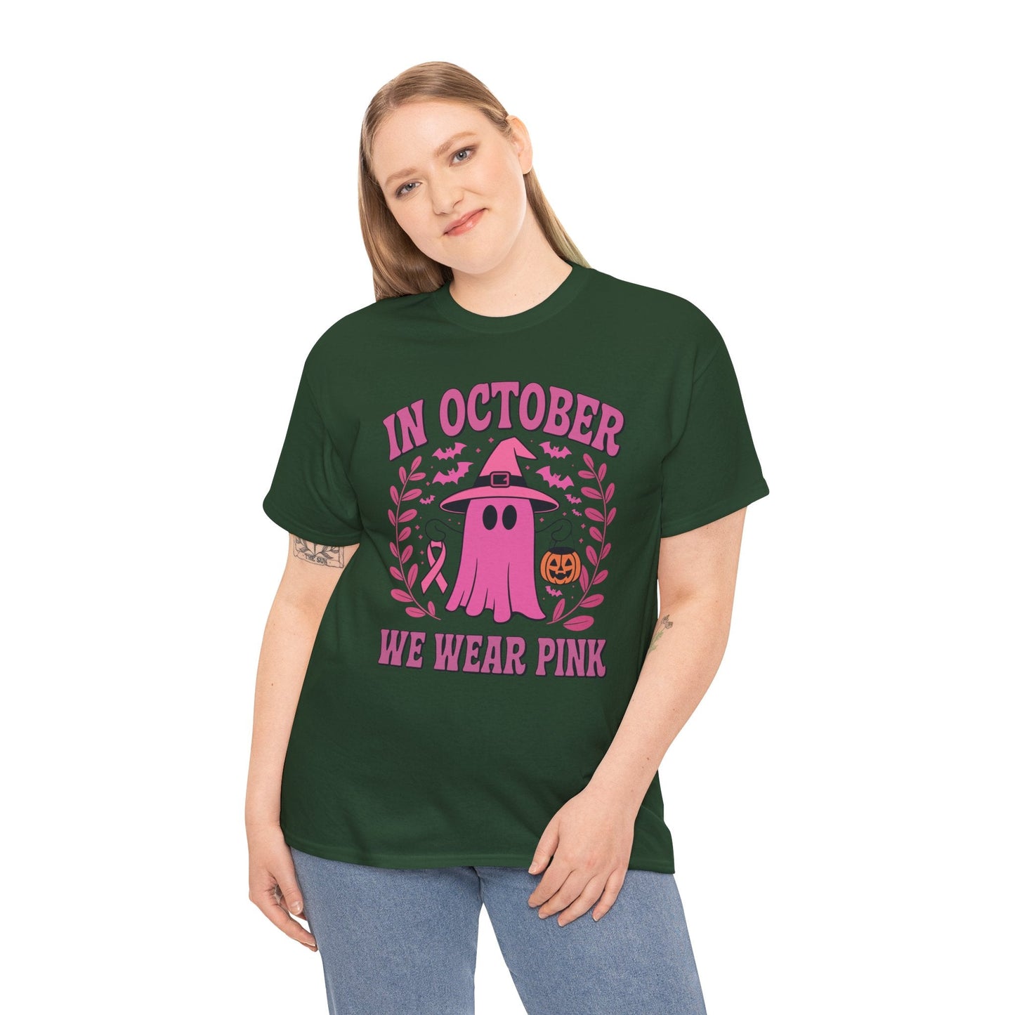 In October We Wear Pink Breast Cancer Awareness Halloween T-Shirt