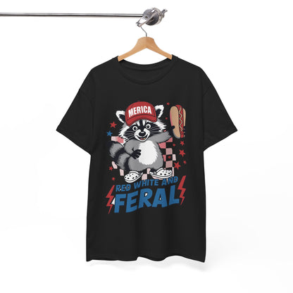 Red White And Feral Raccoon 4th of July Saying Meme T-Shirt