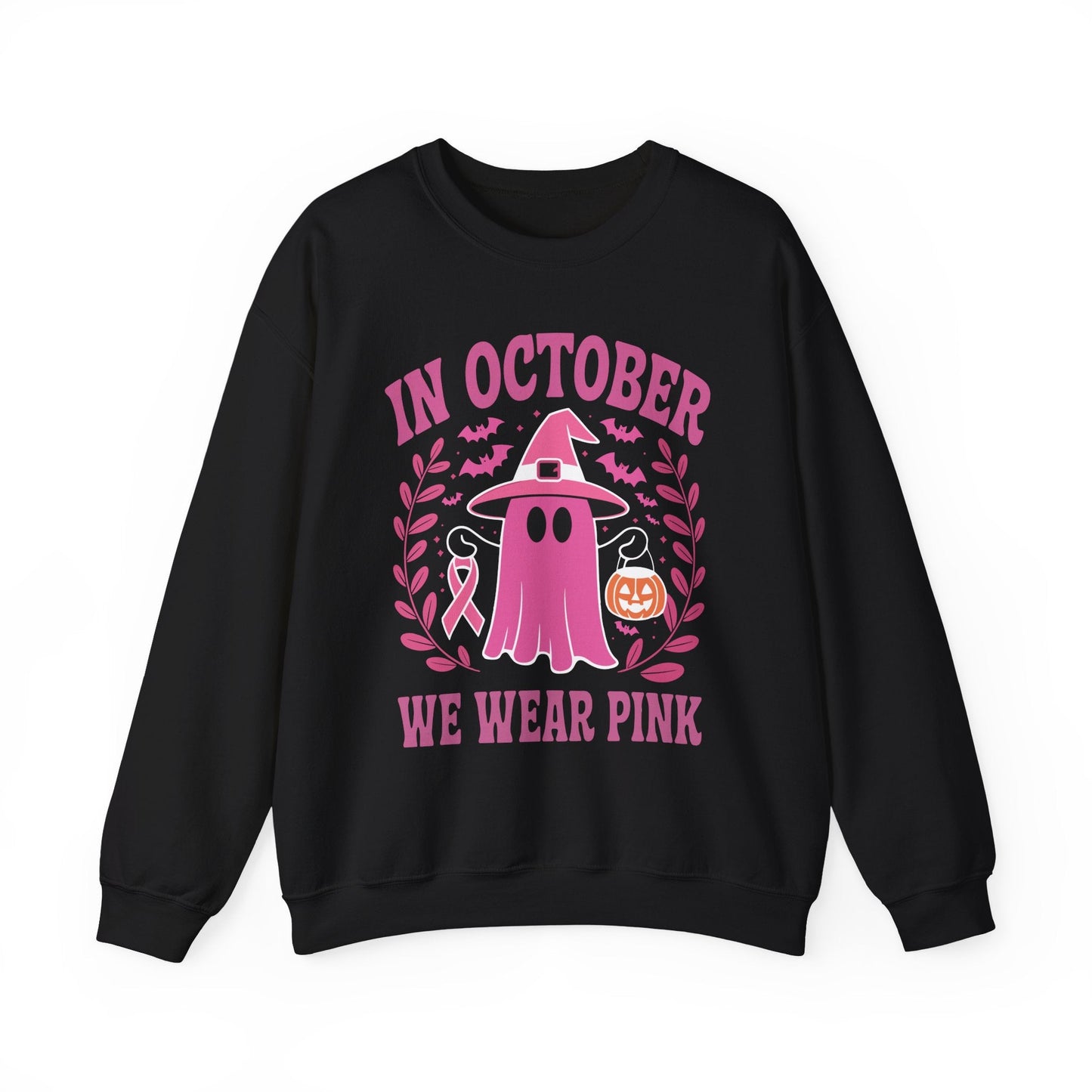 In October We Wear Pink Breast Cancer Awareness Halloween Sweatshirt