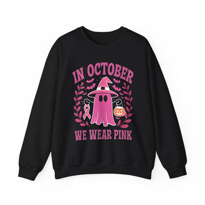 In October We Wear Pink Breast Cancer Awareness Halloween Sweatshirt