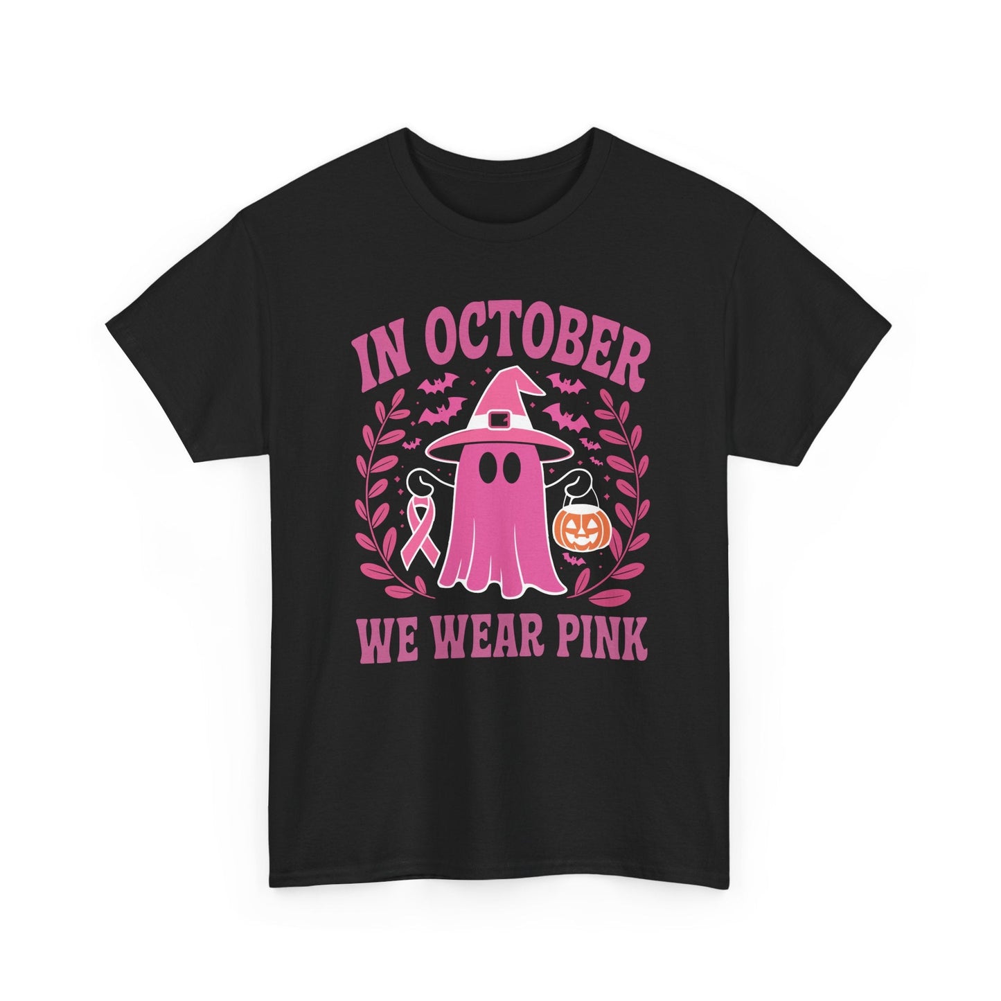 In October We Wear Pink Breast Cancer Awareness Halloween T-Shirt