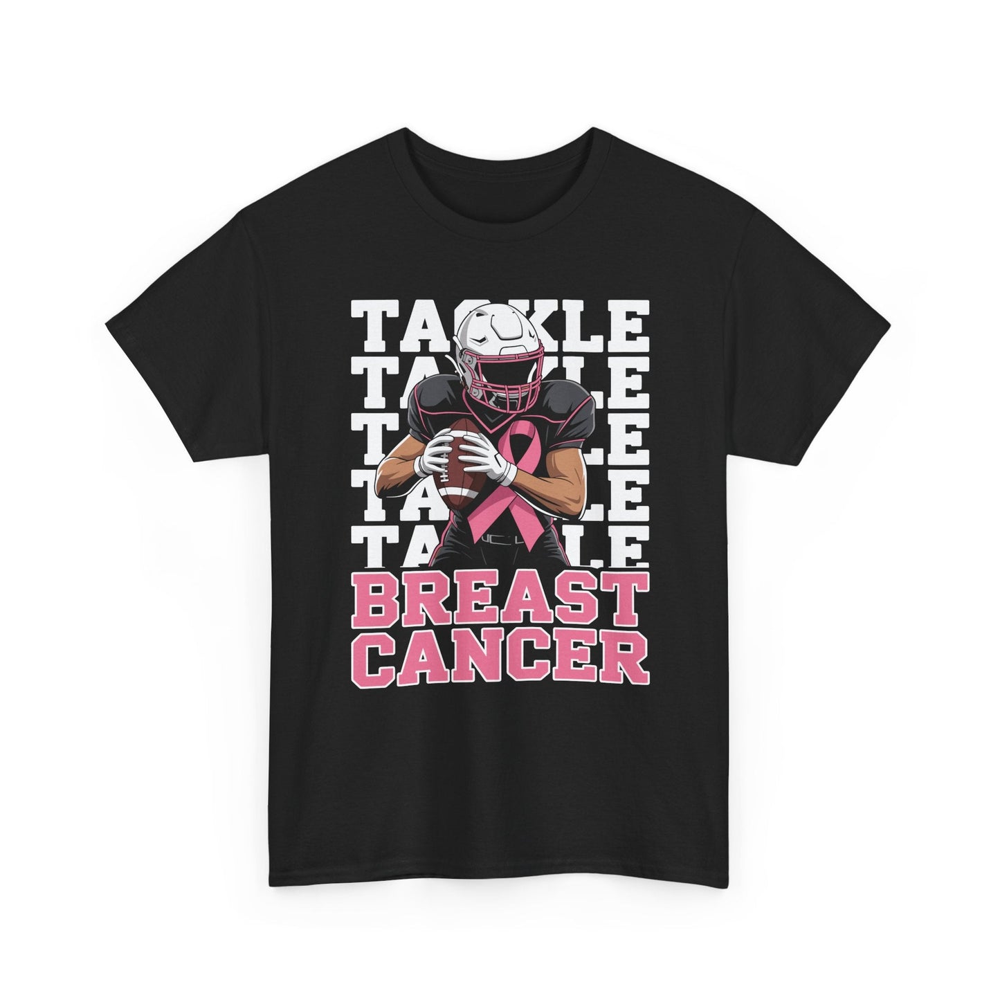 Tackle Football Breast Cancer Awareness Pink Ribbon T-Shirt