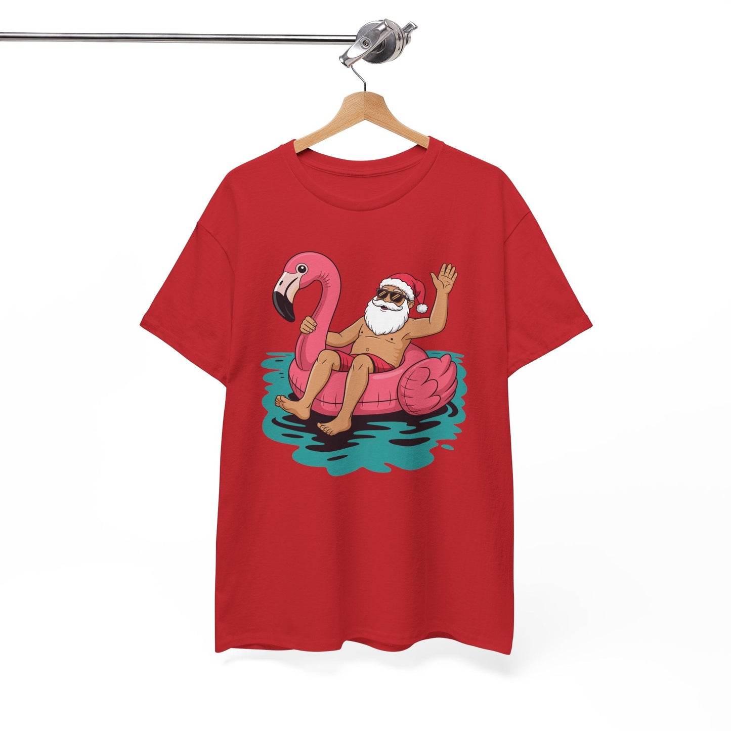Santa Flamingo Floatie Funny Christmas In July Summer Xmas T-Shirt