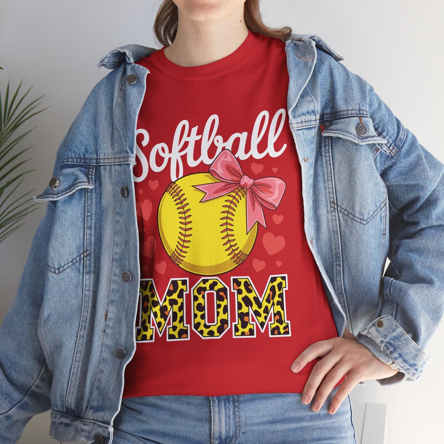 Softball Mom Headband Leopard Softball Ball Mothers Day Mama T-Shirt
