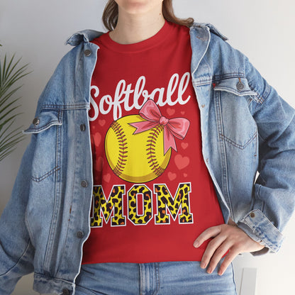 Softball Mom Headband Leopard Softball Ball Mothers Day Mama T-Shirt