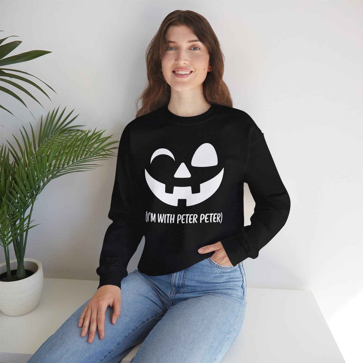 Im With Peter Couple Halloween Adult Eater Pumpkin Sweatshirt