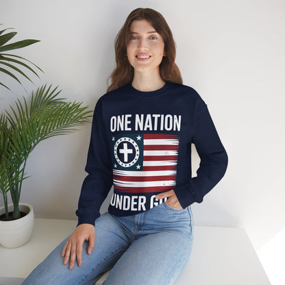 One Nation Under God Flag 4th Of July Patriotic Christian Sweatshirt