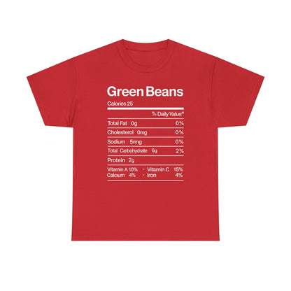 Green Beans Nutrition Facts Funny Thanksgiving Christmas T-Shirt