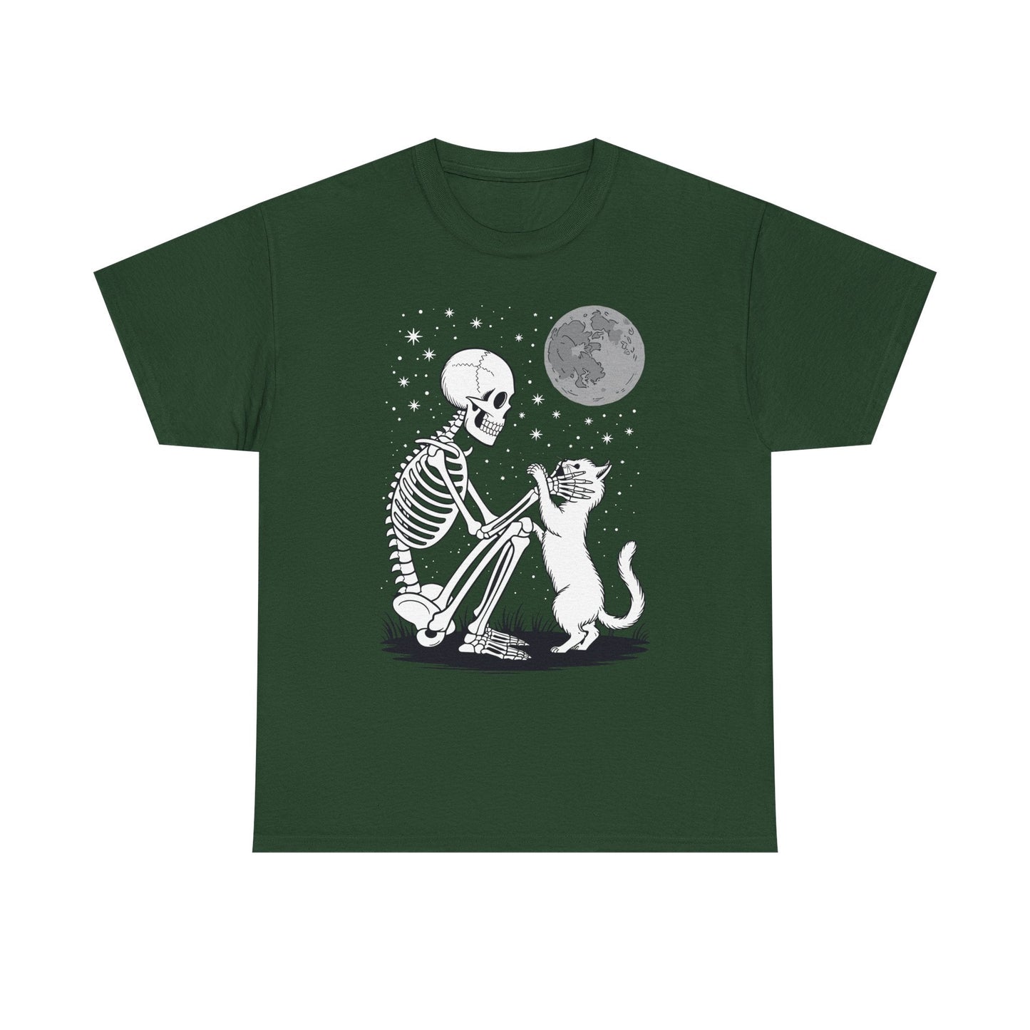 Skeleton Cat Skull Kitty Cute Goth Halloween Men Women T-Shirt