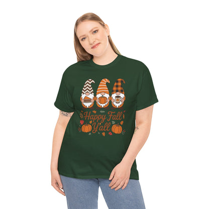Happy Fall Y'all Gnome Pumpkin Autumn Thanksgiving Men Women T-Shirt