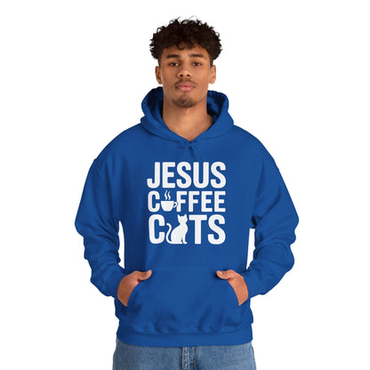 Christian Jesus, Coffee, Cats - Religous Cat Caffeine Lover Hoodie