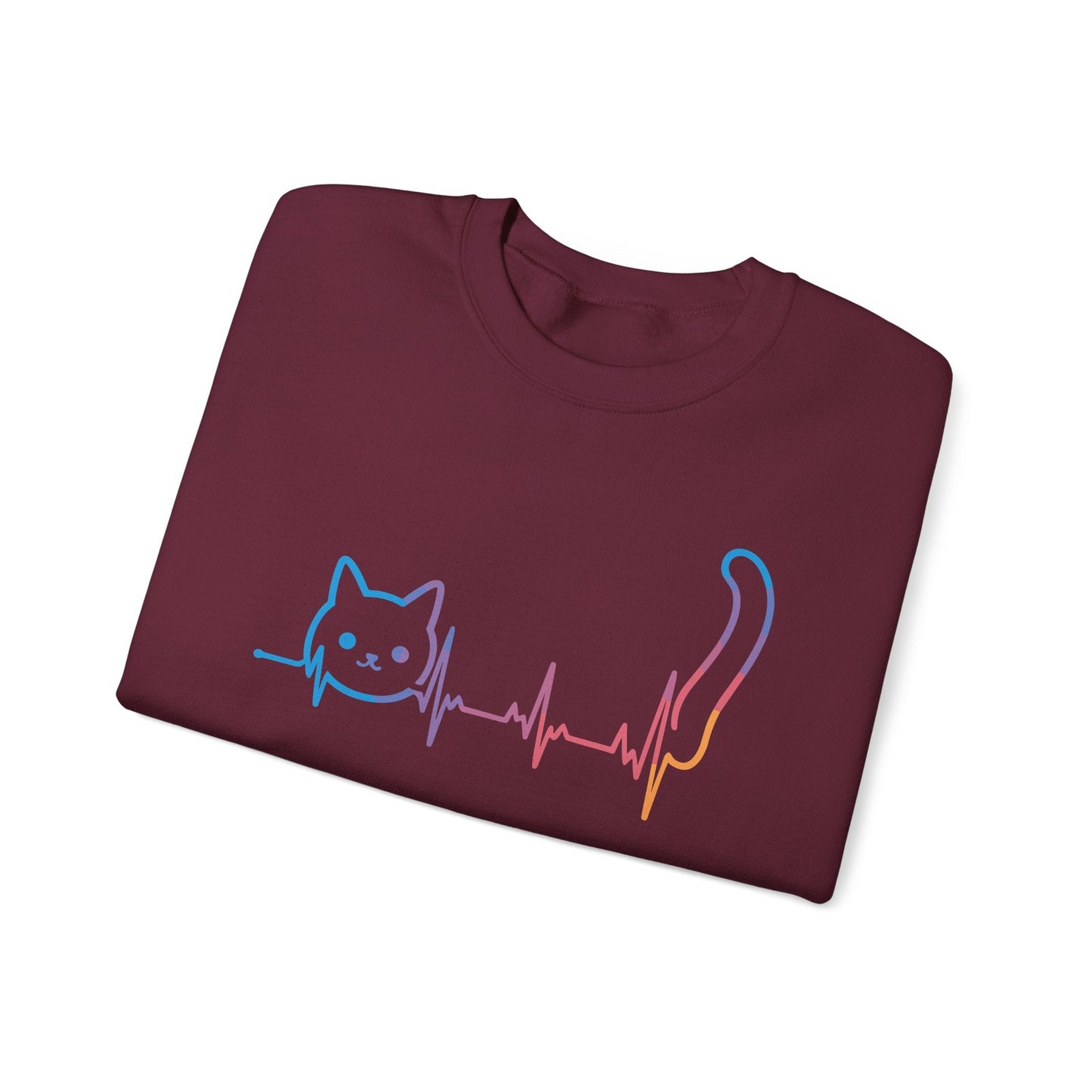 Heartbeat Cat Lover Animal Silhouette Cute Cat Sweatshirt