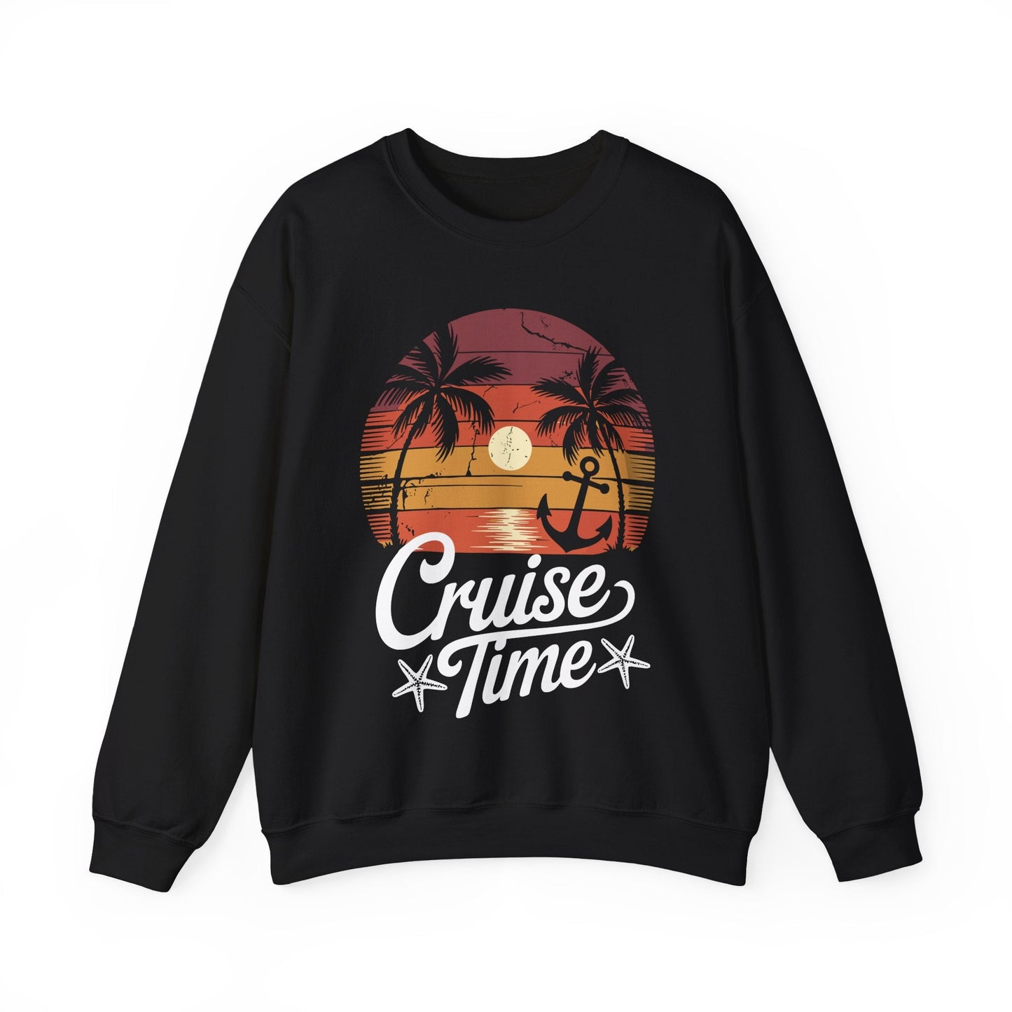 On Cruise Time Coconut Tree Graphic Summer Vacation Cruising Sweatshirt