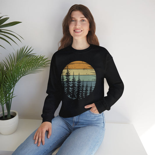 Retro Forest Trees Outdoors Nature Vintage Graphic Sweatshirt