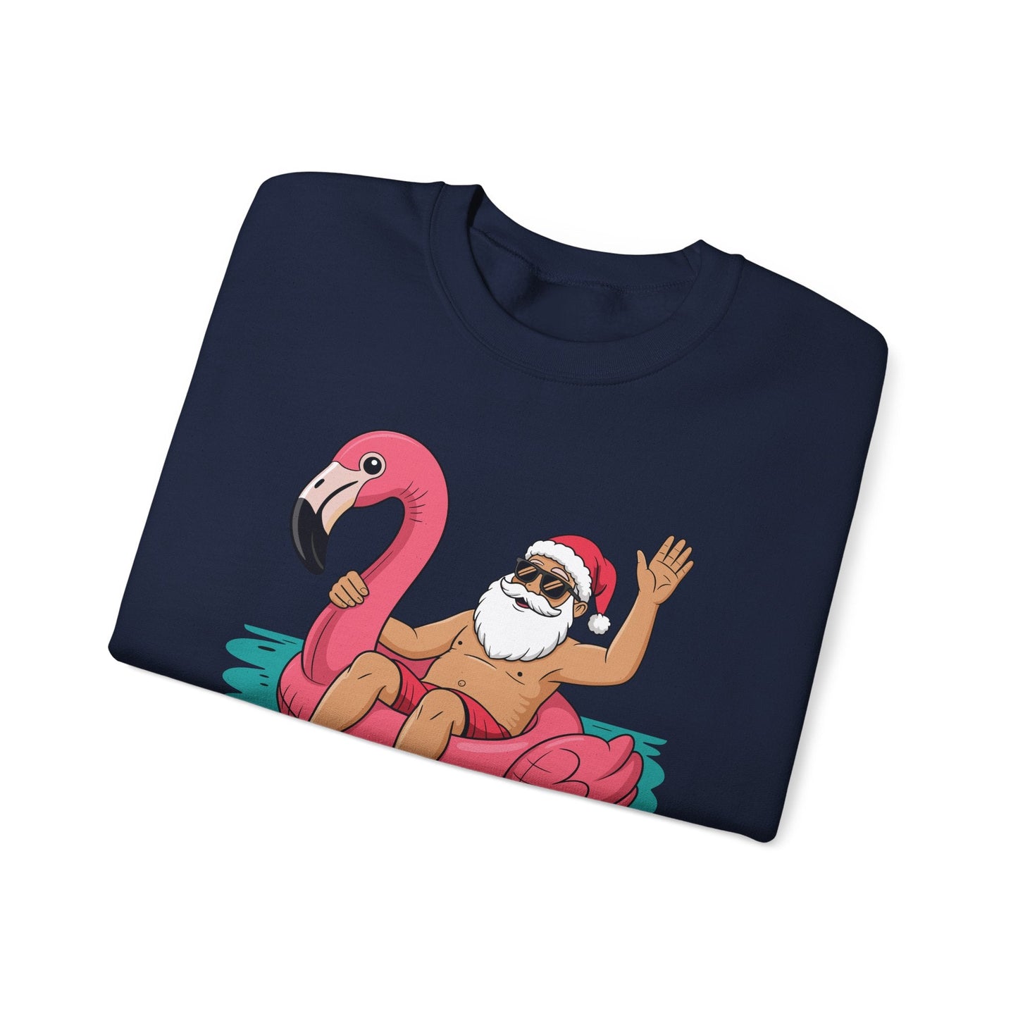 Santa Flamingo Floatie Funny Christmas In July Summer Xmas Sweatshirt