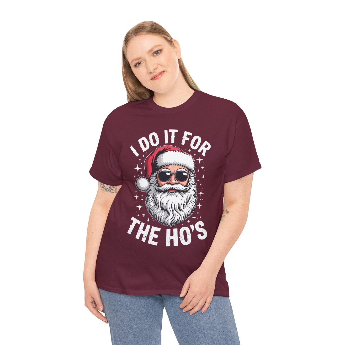 I Do It For The Ho's Funny Inappropriate Christmas Santa T-Shirt