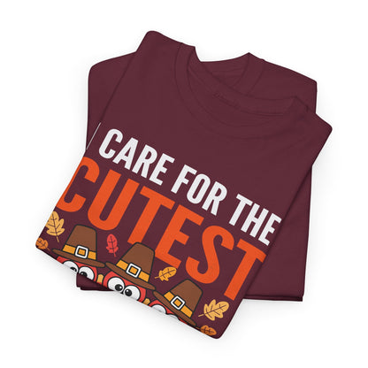 Care For Little Turkeys Nurse Fall Thanksgiving Scrub Top T-Shirt