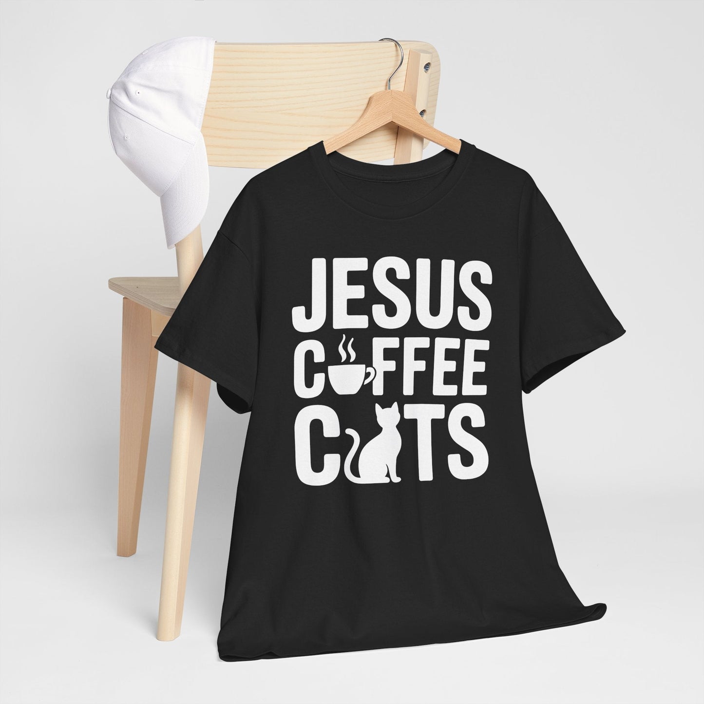 Christian Jesus, Coffee, Cats - Religous Cat Caffeine Lover T-Shirt