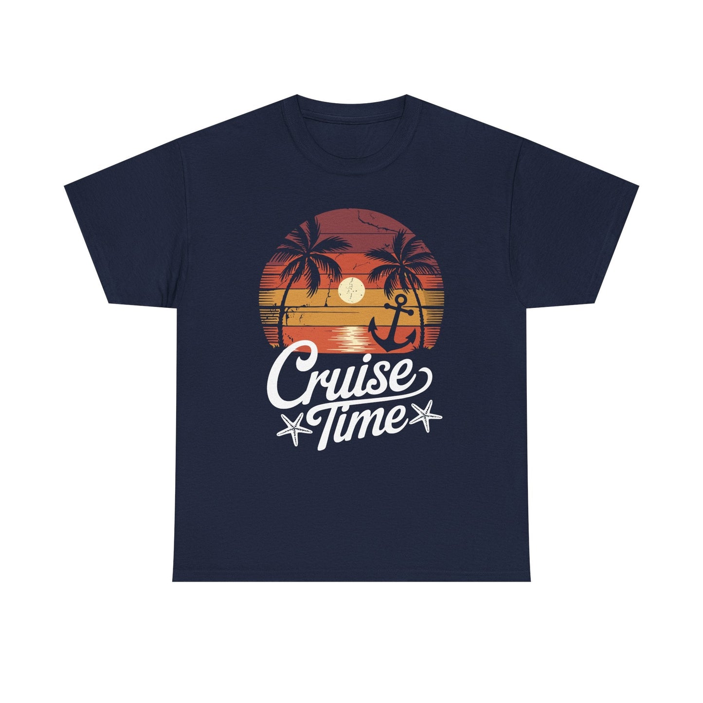 On Cruise Time Coconut Tree Graphic Summer Vacation Cruising T-shirt