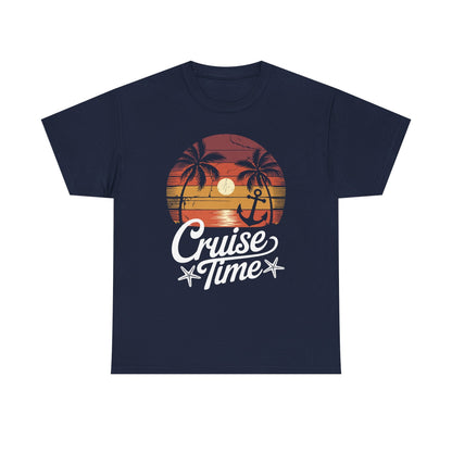 On Cruise Time Coconut Tree Graphic Summer Vacation Cruising T-shirt