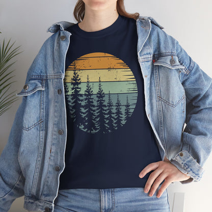 Retro Forest Trees Outdoors Nature Vintage Graphic T-Shirt