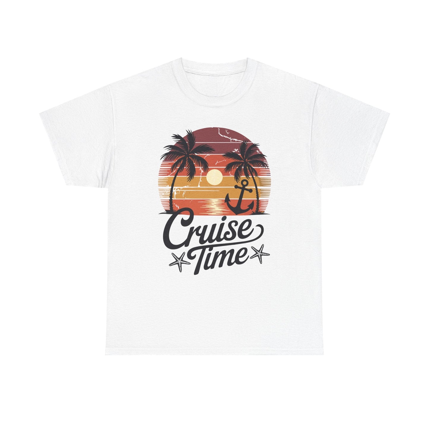 On Cruise Time Coconut Tree Graphic Summer Vacation Cruising T-shirt