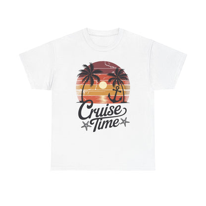 On Cruise Time Coconut Tree Graphic Summer Vacation Cruising T-shirt
