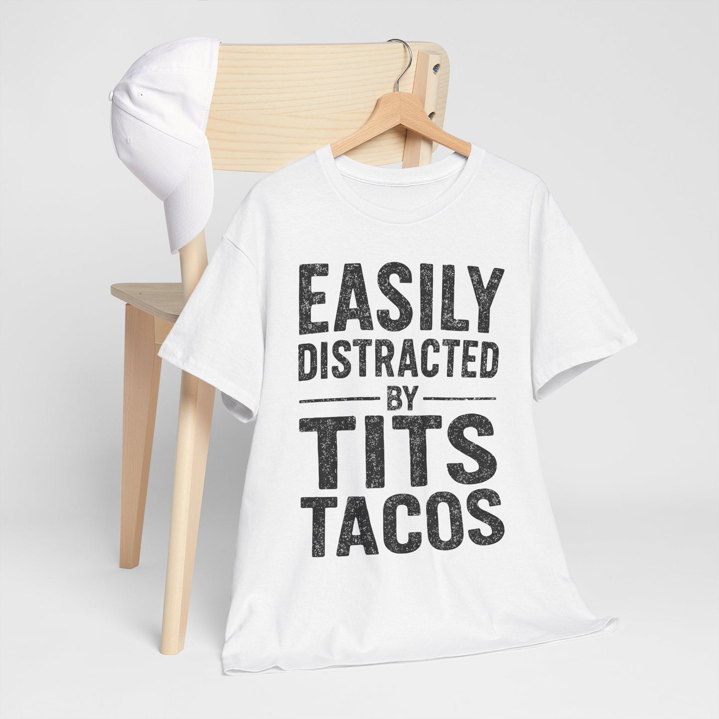 Men's Easily Distracted By Tits and Tacos Adult Humor Gift T-Shirt