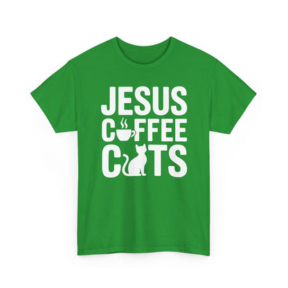 Christian Jesus, Coffee, Cats - Religous Cat Caffeine Lover T-Shirt